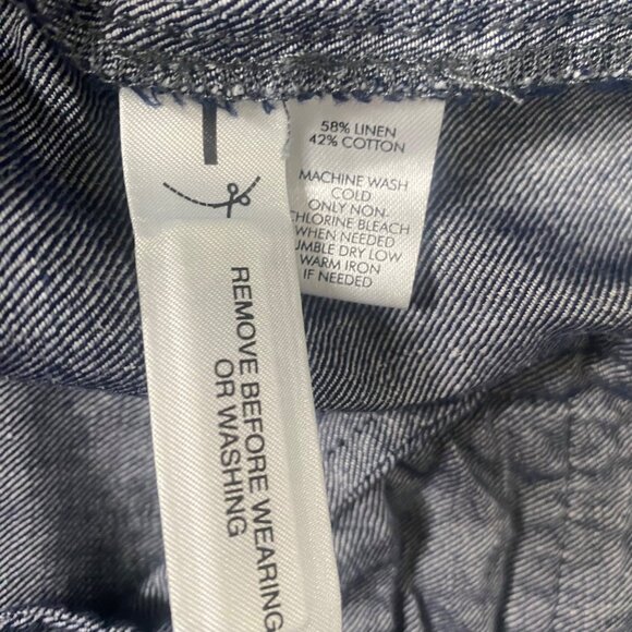 Loft Blue Linen-Blend Skirt Womens Size 8 Gray Knee Length Coastal - Picture 4 of 7